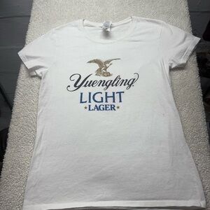 Yuengling Light Lager women’s White Graphic Tee, size Medium,see phot blemish